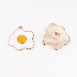 Alloy Enamel Pendants, Fried Egg/Poached Egg, White, Light Gold, 21.5x21.5x3.5mm, Hole: 1.5mm(CD-TAC0001-31KCG)