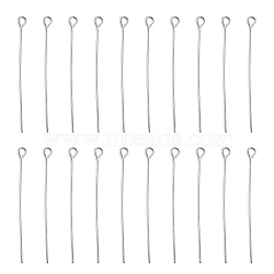 Iron Eye Pins, Cadmium Free & Lead Free, Platinum, 21 Gauge, 40x0.7mm, Hole: 2mm(IFIN-FS0001-31C)