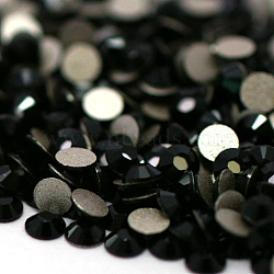 Glass Flat Back Rhinestone, Grade A, Back Plated, Faceted, Half Round, Jet, SS10, 2.7~2.8mm, 1440pcs/bag(RGLA-C002-SS10-280)
