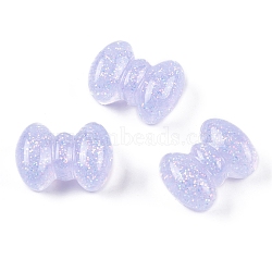 Transparent Epoxy Resin Decoden Cabochons, Glitter Bowknot, Lavender, 15x20x9mm(CRES-P035-08D)