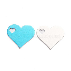 Aluminium Pendants, Stamping Blank Tag, Custom Engraving Name Plate, Business Card Blanks, Heart with Heart Shaped Hole, Platinum, 31.5x36x1.5mm, Hole: 5.5X7.5mm(X-ALUM-WH0164-61P)