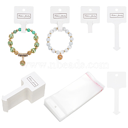 WADORN 1 Set Paper Hair Ties Display Cards, with 100Pcs OPP Cellophane Bags, White, Display Cards: 10.9x4.7x0.05cm, Hole: 7mm, about 100pcs/set(AJEW-WR0002-30)