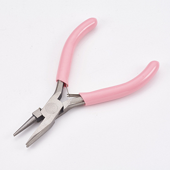 45# Carbon Steel Jewelry Pliers, Wire Looping Pliers, Round Nose Pliers, Polishing, Pink, 11.5x7.3x0.9cm