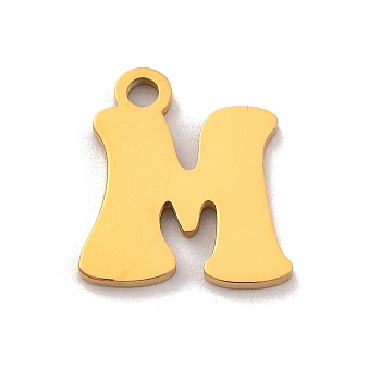 201 Stainless Steel Charms, Laser Cut, Letter Charm, Letter M, 10.5x9.5x1mm, Hole: 1.2mm