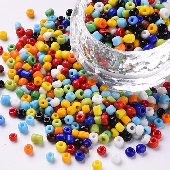 Glass Seed Beads, Opaque Colours Seed, Small Craft Beads for DIY Jewelry Making, Round, Mixed Color, 3mm, Hole:1mm, about 10000pcs/pound