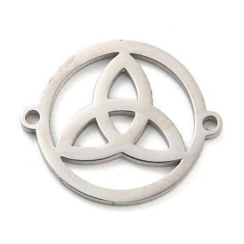 304 Stainless Steel Connector Charms, Flat Round with Triquetra Links, Stainless Steel Color, 17.5x15x1mm, Hole: 1.2mm