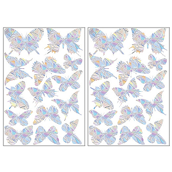 PVC Window Static Stickers, Butterfly Pattern, for Window or Stairway Home Decoration, Clear, 300x200x0.2mm, 2 sheets/set