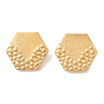 304 Stainless Steel Stud Earrings Findings, Hexagon, 23x26mm