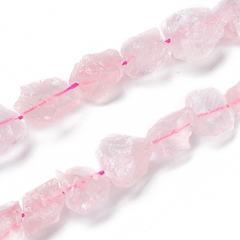 Natural Rose Quartz Beads Strands, Rough Raw Stone, Nuggets, 11~25x11~20mm, Hole: 1.2mm, about 12~15pcs/strand, 7.48 inch~7.87 inch(19~20cm)