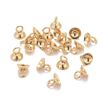 201 Stainless Steel Bead Cap Pendant Bails, for Globe Glass Bubble Cover Pendants, Golden, 6x6mm, Hole: 2.2mm