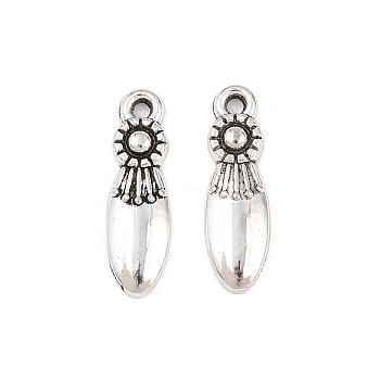 Tibetan Style Alloy Pendants, Teardrop Charms, Antique Silver, 17x5x2mm, Hole: 1.2mm