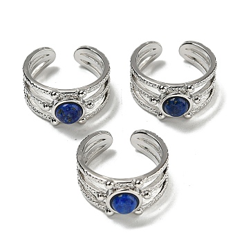 Natural Lapis Lazuli Adjustable Rings, with Platinum Brass Findings, Long-Lasting Plated, Jewely for Women, Adjustable