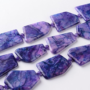 Natural Crazy Agate Nuggets Bead Strands, Agate Slices, Dyed, 25~45x21~36x6~7mm, Hole: 2mm, about 15.35 inch