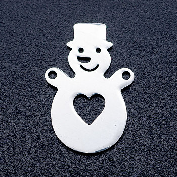 201 Stainless Steel Stamping Blank Links connectors, Christmas Snowman, Stainless Steel Color, 22x14.5x1mm, Hole: 1.4mm
