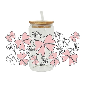 Butterfly Transfer Film, Hot Heat Vinyl Thermal Transfer Stickers for Cup, Pink, 110x230mm