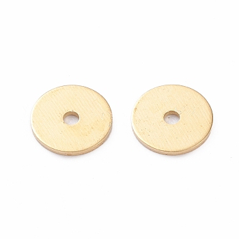 Brass Spacer Beads, Long-Lasting Plated, Disc, Real 18K Gold Plated, 6x0.5mm, Hole: 1mm