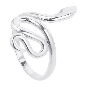 Titanium Steel Snake Wrap Open Cuff Ring for Women, Stainless Steel Color