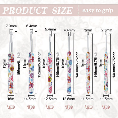 6Pcs 6 Colors Flower Pattern TPR with Aluminium Crochet Hooks(TOOL-HY0001-08)-2