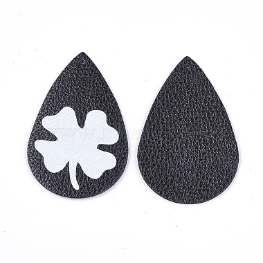 Black Teardrop Imitation Leather Big Pendants