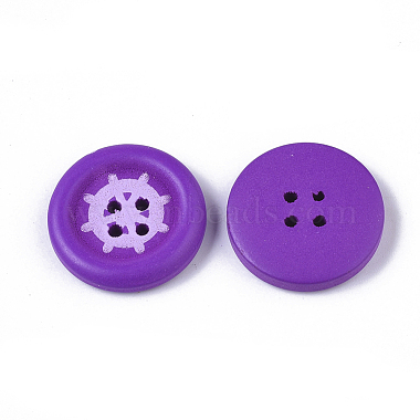 4-Hole Spray Painted Maple Wood Buttons(BUTT-T006-017)-2