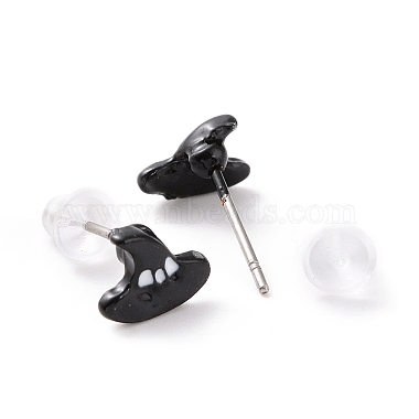 Alloy Witch Hat Stud Earrings with Steel Pin(EJEW-E143-06)-2