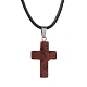 Natural Mahogany Obsidian Cross Pendant Necklaces(NJEW-JN04624-01)-1