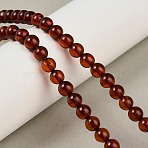 Natural Amber Beads Strands, Round, Dyed & Heated, Saddle Brown, 4.8~5mm, Hole: 0.5mm, about 87pcs/strand, 16.14''(41cm)(G-Z100-A02-5mm-02)