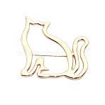 Cat Outline Alloy Brooch, Hollow Kitten Badge for Clothes Backpack, Golden, 45x45mm(PW-WG63C11-01)