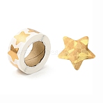 Laser Roll Stickers, Self-Adhesive Paper Gift Tag Stickers, for Party, Decorative Presents, Star, Gold, 63x27mm, Stickers: 25x25mm, 500pcs/roll(DIY-D078-09)