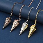 Rack Plating Brass Cone Dowsing Pendulum Pendants, with Cable Chain & Lobster Claw Clasps, Mixed Color, 233mm, Hole: 2mm(AJEW-G064-01)