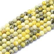 Natural Yellow Turquoise(Jasper) Beads Strands, Round, Faceted(128 Facets), 6mm, Hole: 0.8mm, about 64pcs/strand, 15.35 inch(39cm)(G-K310-A01-6mm)