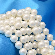 Round Shell Pearl Bead Strands, White, 6mm, Hole: 0.8mm, about 60pcs/strand, 15.74 inch(BSHE-L011-6mm-A013A)