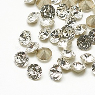 Pointed Back Glass Rhinestone Cabochons, Back Plated, Faceted, Diamond, Crystal, 6x5.5mm(RGLA-T110-6mm-001)