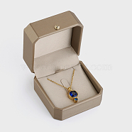PU Leather Necklace Gift Boxes, with Golden Plated Iron Button and Velvet Inside, for Wedding, Jewelry Storage Case, Camel, 7.1x7.1x4.9cm(LBOX-L005-D02)