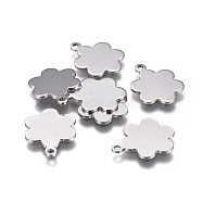 201 Stainless Steel Stamping Blank Tag Charms, Flower, Stainless Steel Color, 14.5x11x0.8mm, Hole: 1.2mm(X-STAS-F207-27P)