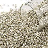 TOHO Round Seed Beads, Japanese Seed Beads, (558) Silver Metallic, 11/0, 2.2mm, Hole: 0.8mm, about 1110pcs/10g(X-SEED-TR11-0558)