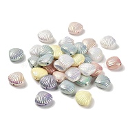 UV Plating Opaque Rainbow Iridescent Acrylic Beads, Shell Shape, Mixed Color, 14.5x16.5x7.5mm, Hole: 1.6mm(SACR-R001-02A)