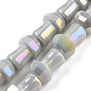 Electroplate Glass Beads Strands, AB Color Plated, Faceted, Mushroom, Dark Gray, 12x8mm, Hole: 1mm, about 50pcs/strand, 22.83''(58cm)(GLAA-K064-01A-01)