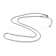 304 Stainless Steel Bone Rope Chain Necklace for Women, Stainless Steel Color, 17.99 inch(45.7cm), Wide: 1.5mm(NJEW-I121-01A-P)