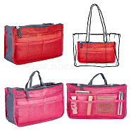 WADORN 2Pcs 2 Colors Purse Multifunctional Organizer Insert, Nylon & Polyester Storage Bag, with Alloy Zipper, Mixed Color, 27.7x16x0.7cm, 1pc/color(FIND-WR0010-69B)