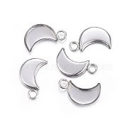 304 Stainless Steel Pendant Cabochon Settings, Plain Edge Bezel Cups, Moon, Stainless Steel Color, 16.5x9.5x1.4mm, Hole: 1.8mm, Tray: 12x6mm(STAS-P210-05P)