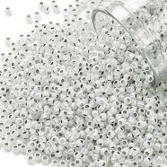 TOHO Round Seed Beads, Japanese Seed Beads, (2100) Silver Lined Milky White, 11/0, 2.2mm, Hole: 0.8mm, about 1103pcs/10g(X-SEED-TR11-2100)