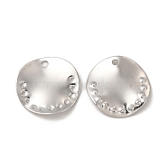 304 Stainless Steel Pendants, Flat Round Charm, Stainless Steel Color, 15.5x2mm, Hole: 1.4mm(STAS-A070-25P)
