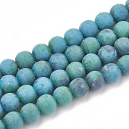 Synthetic Chrysocolla Beads Strands, Frosted, Round, 6~6.5mm, Hole: 1mm, about 63pcs/strand, 15.5 inch(X-G-T106-193)