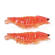 Resin Cabochons, Imitation Food, Shrimp, Orange Red, 69x20x15mm(RESI-Q014-03B)