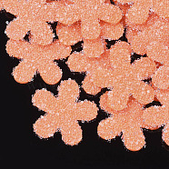 Non Woven Fabric Costume Accessories, with Plastic and Resin Rhinestones, Hair Findings Accessories, Flower, Coral, 48x49x3.5mm(FIND-T063-006A-04)