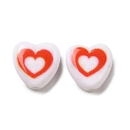 Opaque Acrylic Enamel Beads, Heart, Red, 8.5x8.5x4mm, Hole: 1.5mm(OACR-P017-D01)