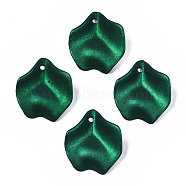 Rubberized Style Opaque Acrylic Pendants, Petal, Sea Green, 26.6x23.9x8.5mm, Hole: 1.8mm(ACRP-T010-08)