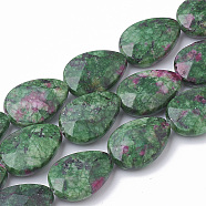 Natural Ruby in Zoisite Beads Strands, Faceted, Dyed, teardrop, 18x13x5mm, Hole: 1mm, about 22pcs/strand, 15.5 inch(X-G-S292-20)
