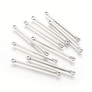 201 Stainless Steel Links connectors, Bar, Stainless Steel Color, 36x1.5x1.5mm, Hole: 1.2mm(STAS-G192-01P)